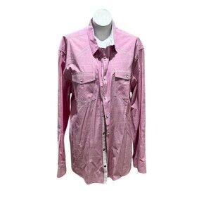 BKE Men's Western Pearl Snap Shirt Pink Long Sleeve 2 Pocket Size 2XL